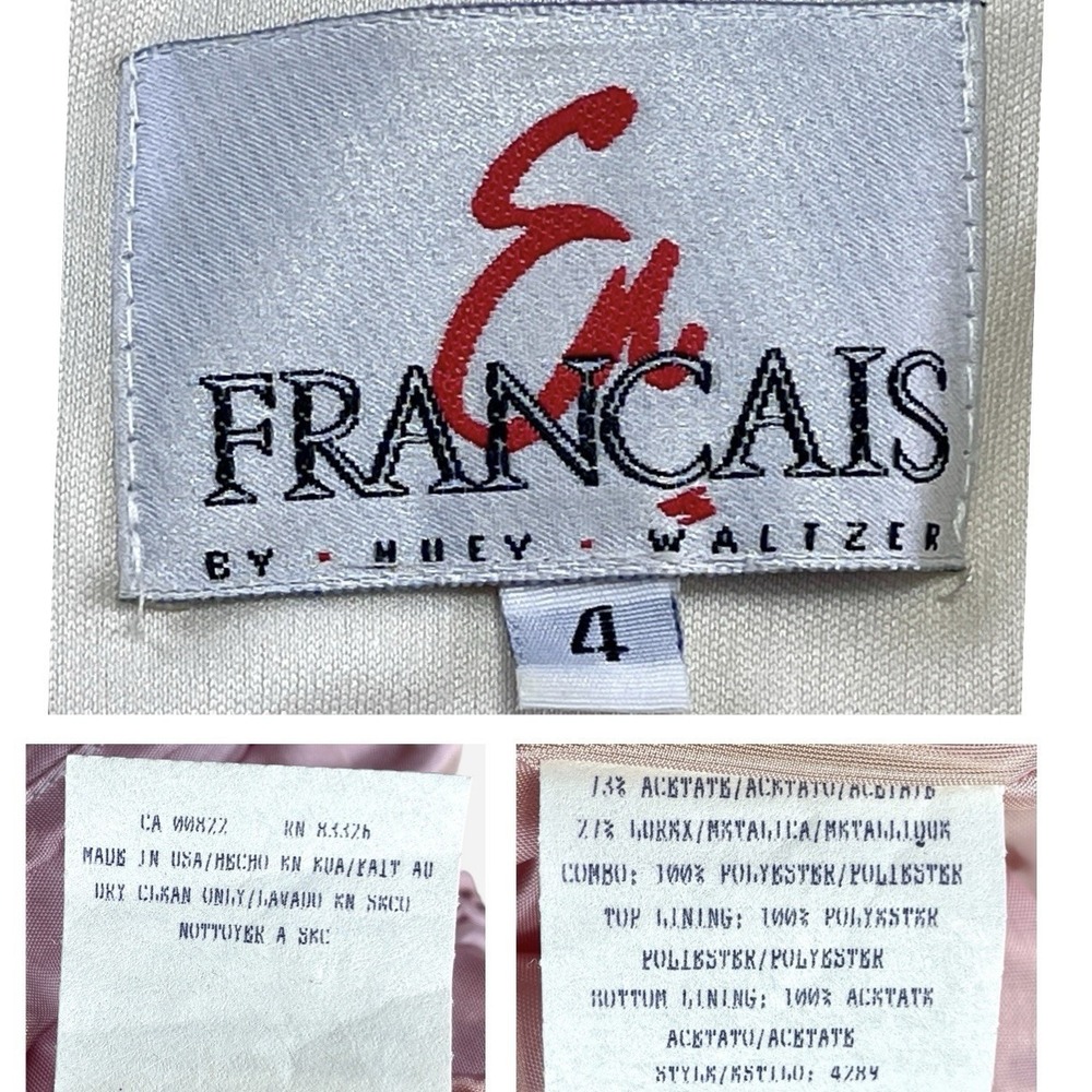 Vintage En Francais‎ by Huey Waltzer Midi Dress Lace Cream Half Sleeve Purple - Picture 6 of 12